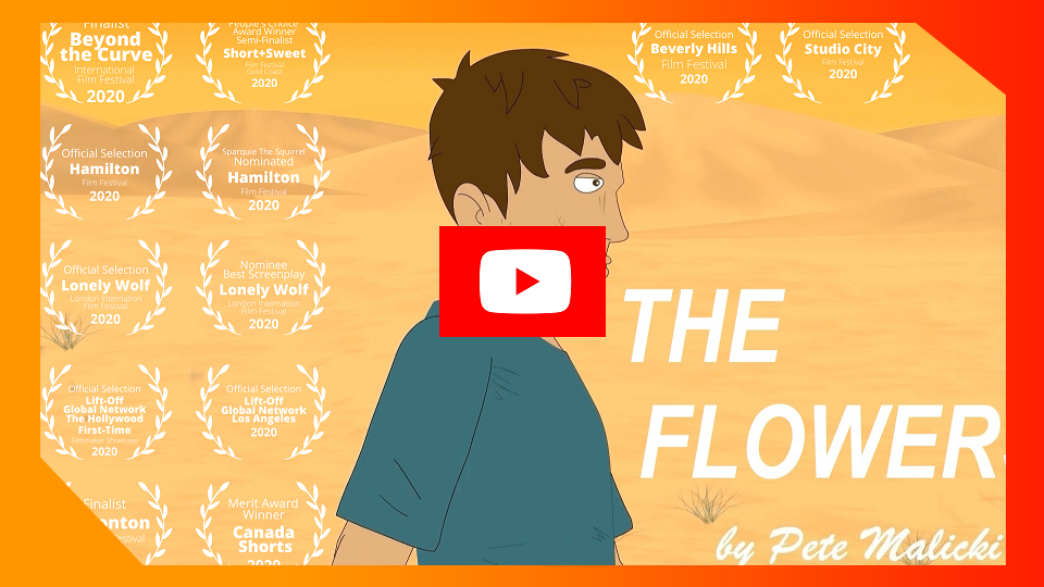 Illustration of a man wearing a blue shirt in the dessert 