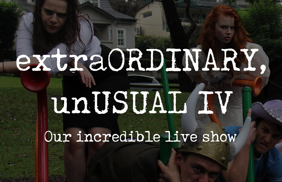 Playful actors in costume playing in a park playground