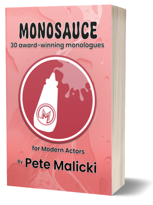 Pink Cover entitled Monosauce by Pete Malicki that has a splat of sauce