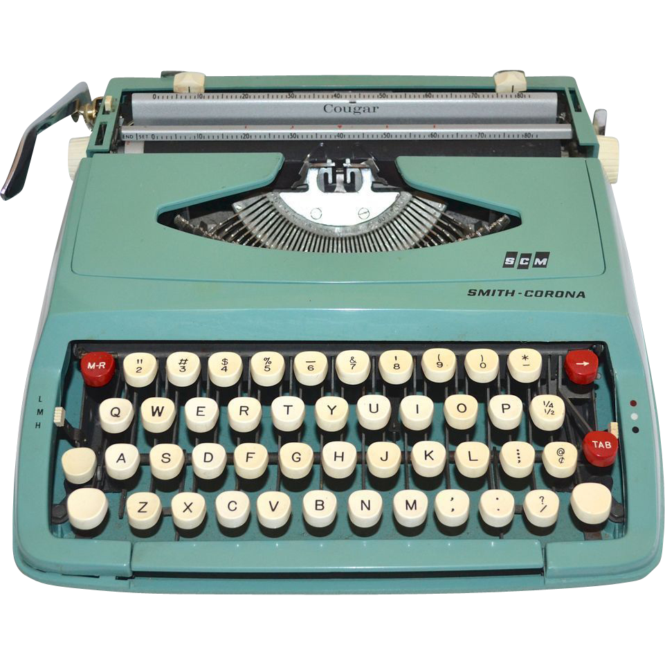 An old mint blue typewriter