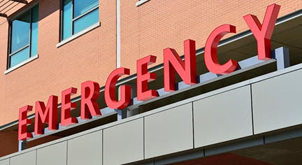 Emergency label at a hospital