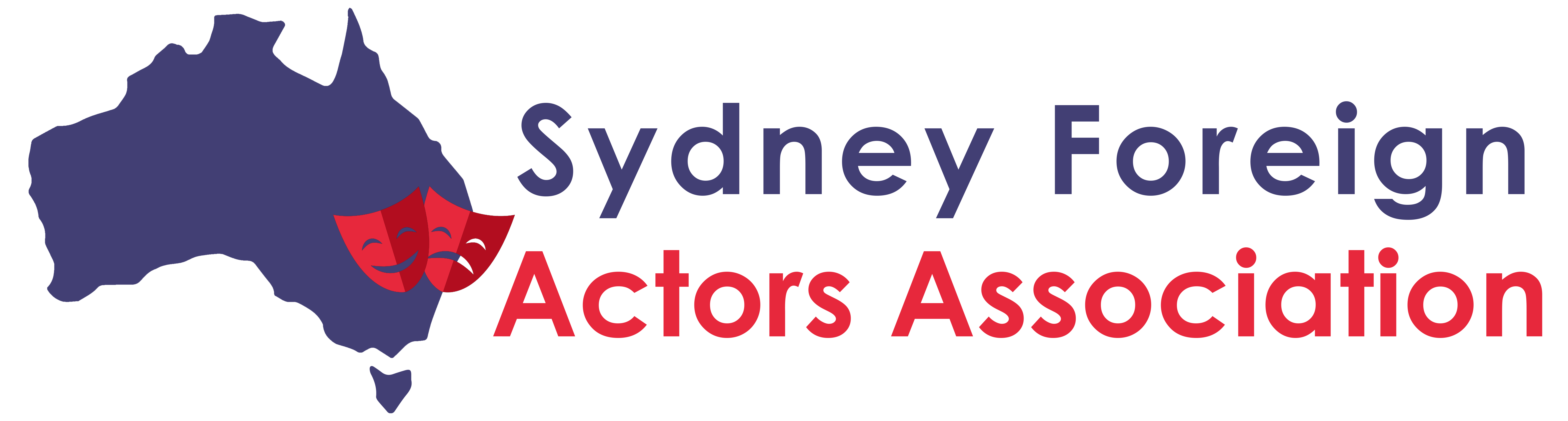 Purple map of Australia and a two red emotion masks