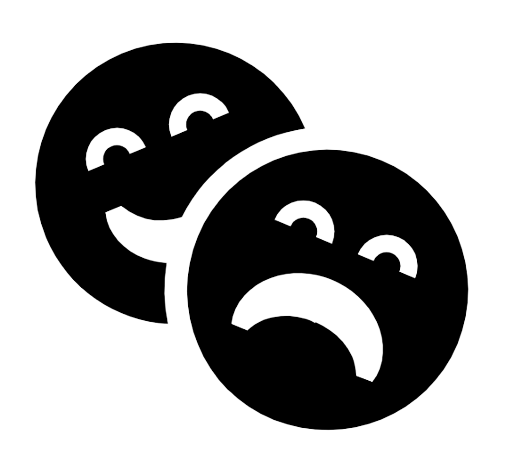An illustration of a sad and happy face emotions