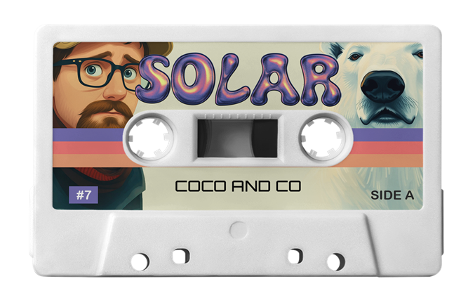 A girl in a blue dress hugging a person in a white polar bear with red ribbon costume