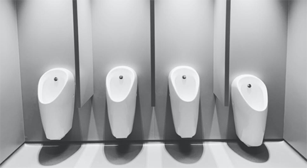 Four male urinals
