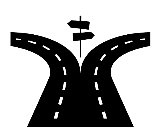 Illustration of a road that splits at the end