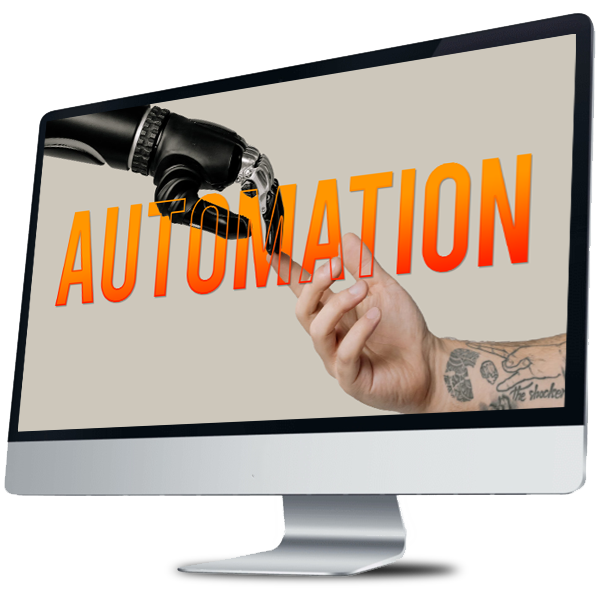 A person and a robot's hand holding each other to streamline tasks and increase productivity.