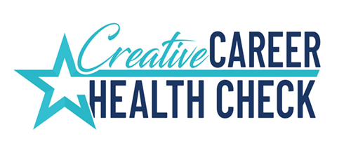 Blue text that says Creative Career Health Check with star on the side