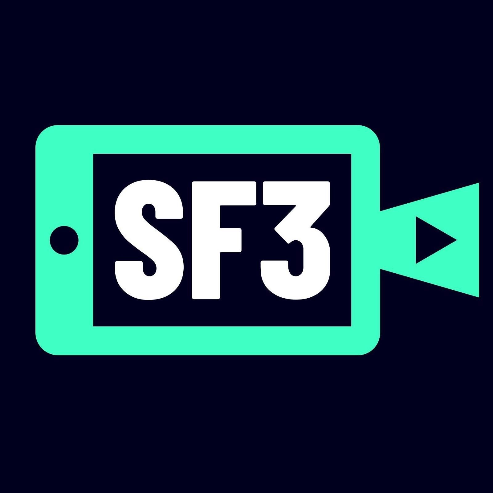 A lime green illustration of a smartphone edited to be a video camera with "SF3" text in the middle.