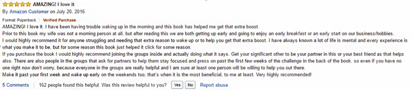 sample image of an Amazon Review