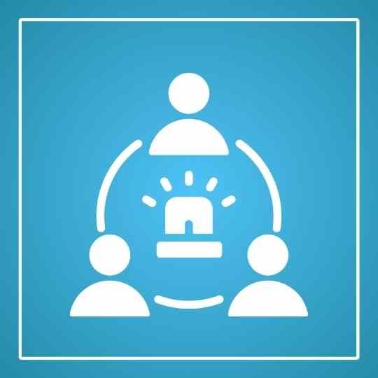 Icon showing Partners in an emergency on a turquoise background