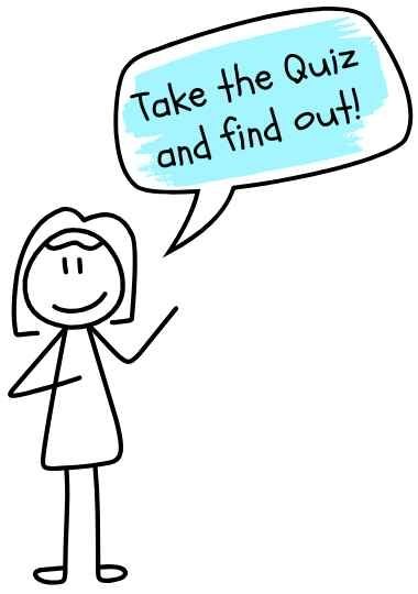 Girl with speech bubble saying "Take the quiz to find out where you stand"