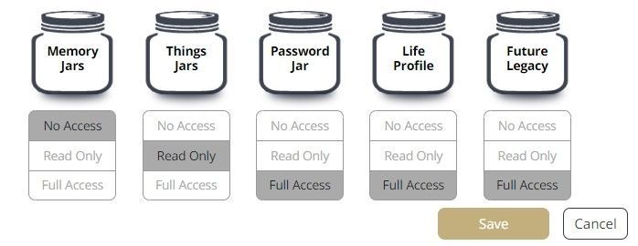 Screenshot of My LifeJars Guardians Permissions