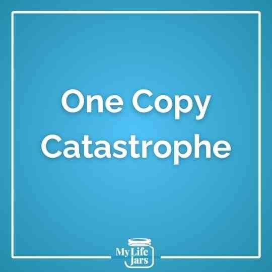 Image with words One Copy Catastrophe