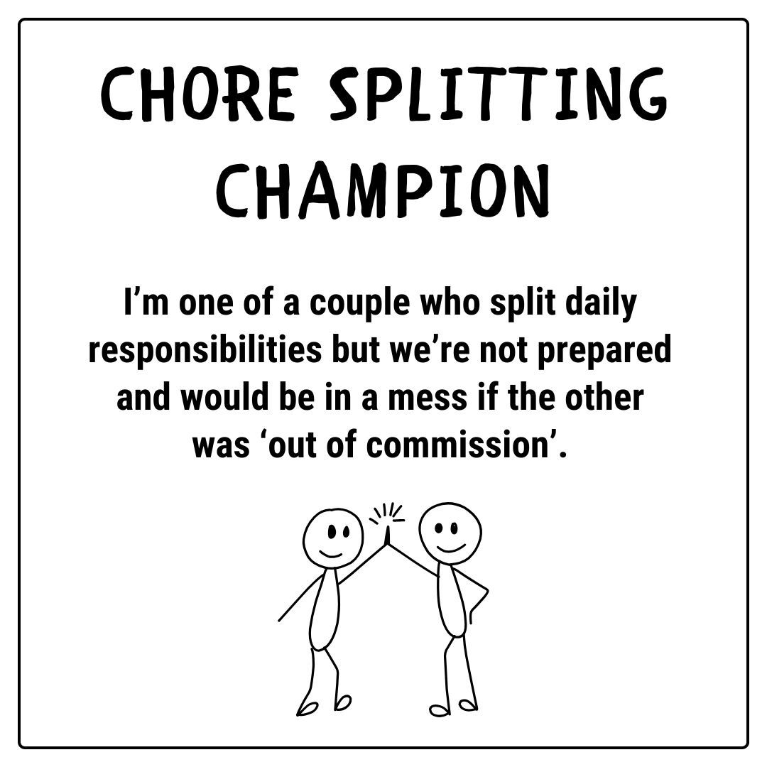  Partners Sharing Power - Balance the scales of your household management just in case