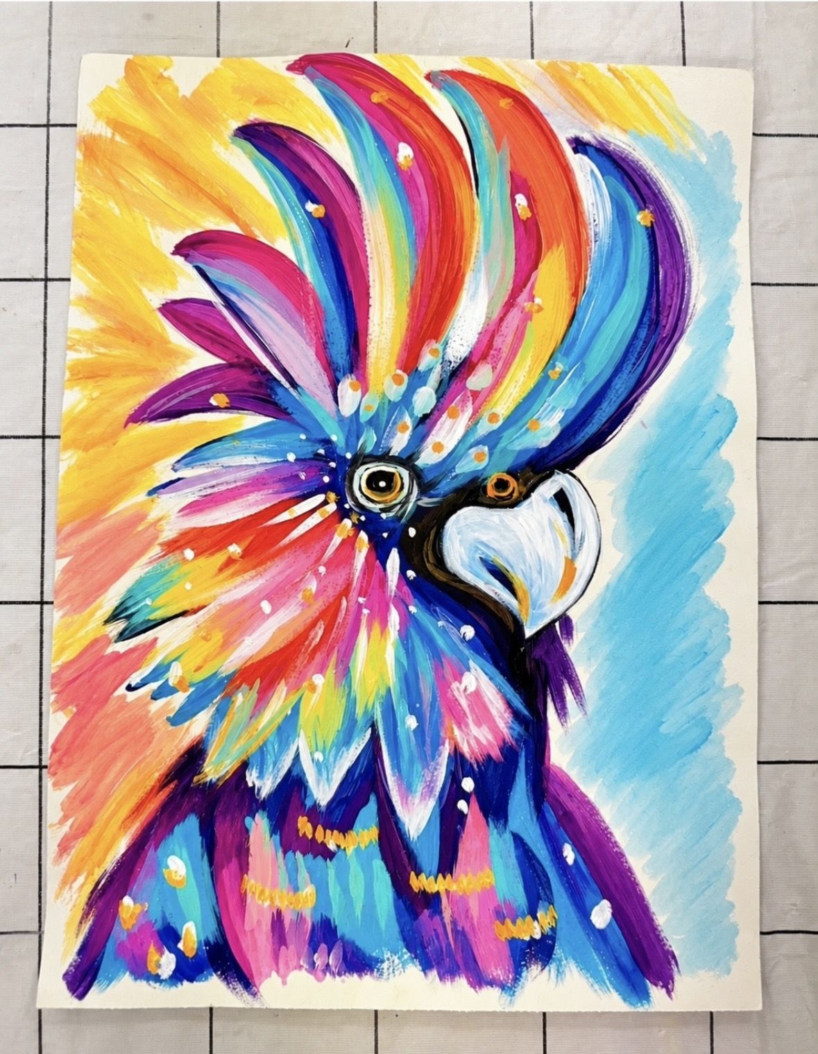 Painting of an Australian Black Cockatoo