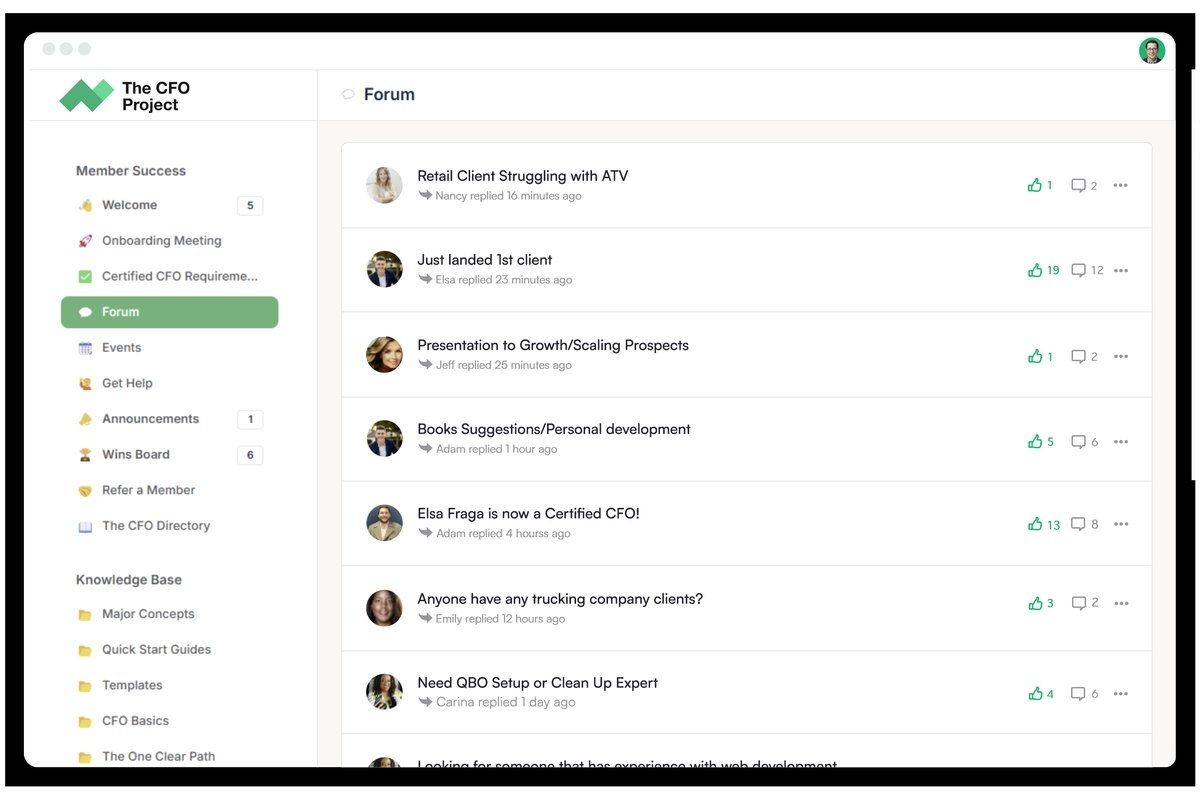 The member forum in The CFO Project Hub