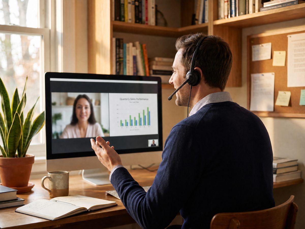 An accountant explaining a client's numbers on a video call