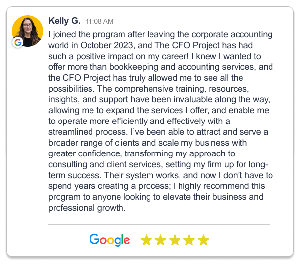 Kelly G., five-star Google review