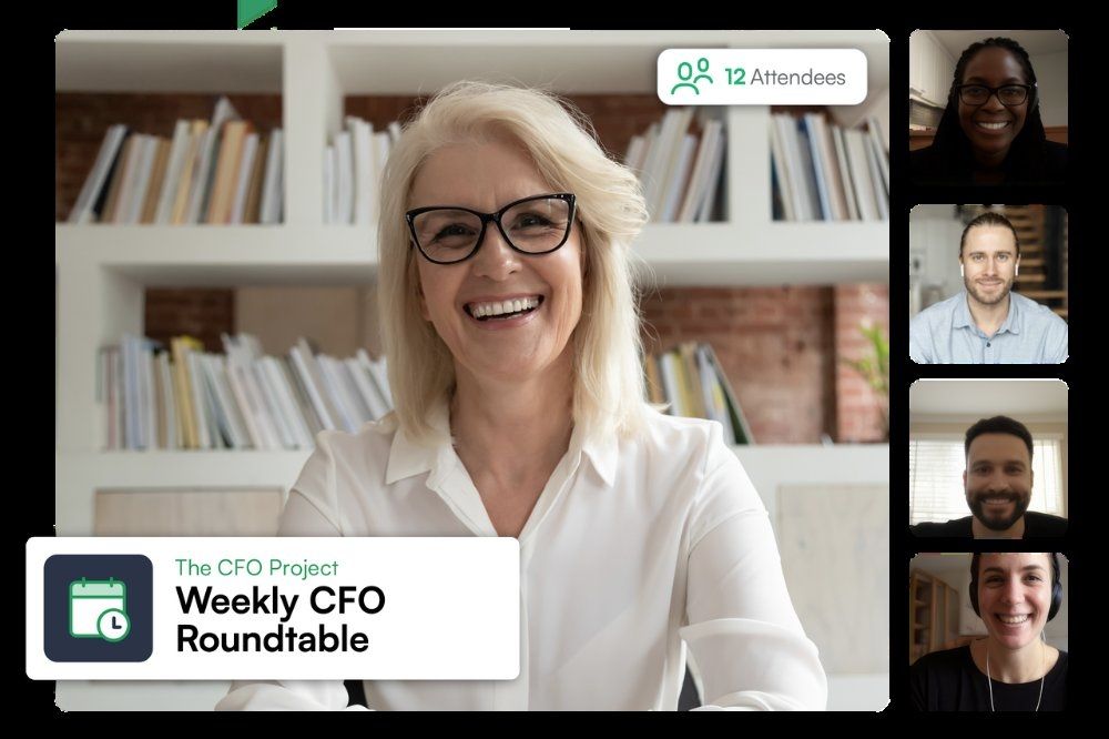 The CFO Project's Weekly CFO Roundtable on a video call with a coach and members