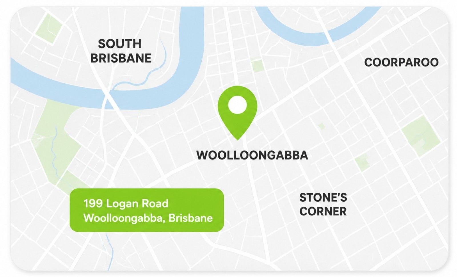 Map showing Helfi gym location at 199 Logan Road in Woolloongabba Brisbane near South Brisbane, Coorparoo and Stones Corner.