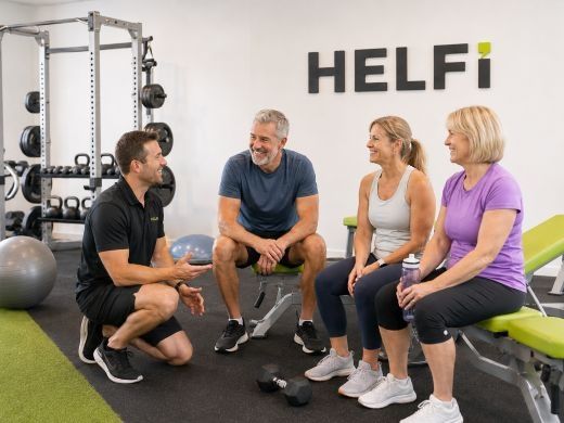 Supportive personal training session at Helfi in Woolloongabba Brisbane with friendly coaching and a welcoming gym environment mobile.