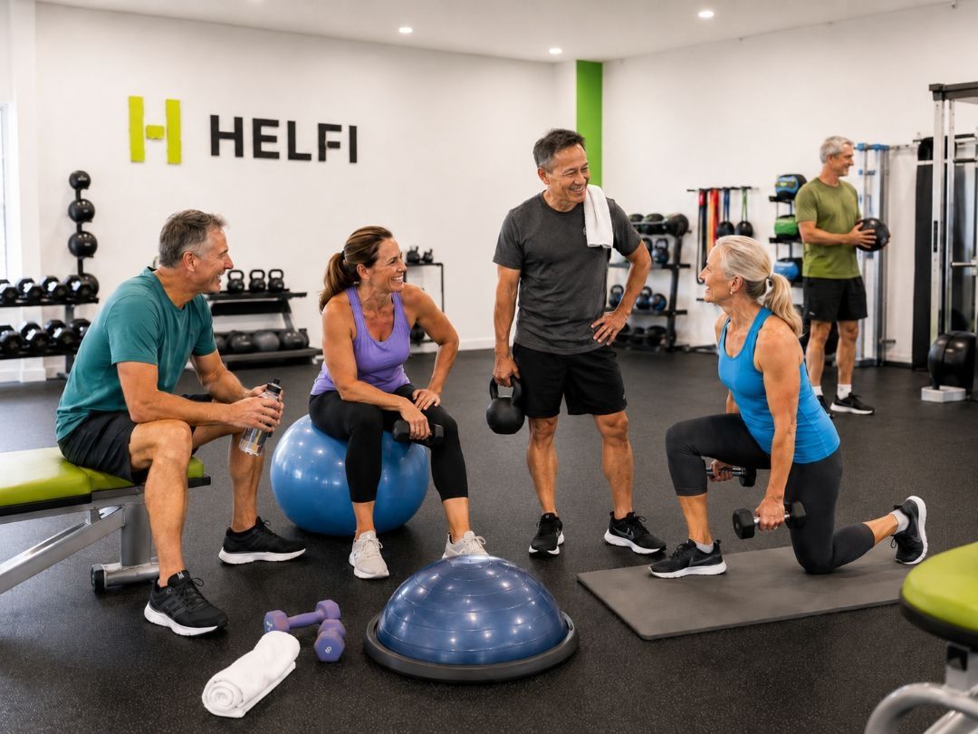 Friendly adults training and socialising at Helfi Addiction 24/7 Fitness Centre in Woolloongabba Brisbane.