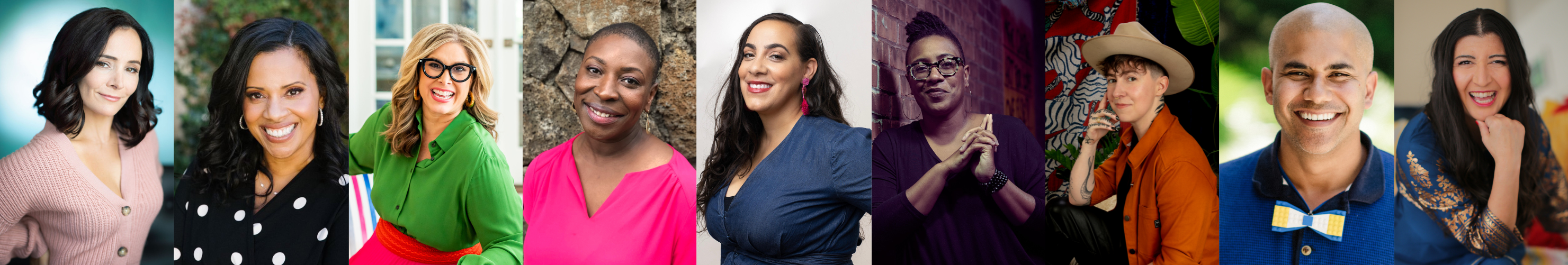 Headshots of Sarah Edmondson, Erika Royal, Tobi Fairley, Sheronda Jordan, Trudi Lebron, Charmagne Glass-Tripp, Rae McDaniel, Jeff Harry, and Susanna Barkataki