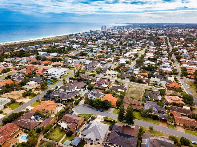 Aerial view of residential properties in Australia, showcasing diverse housing.