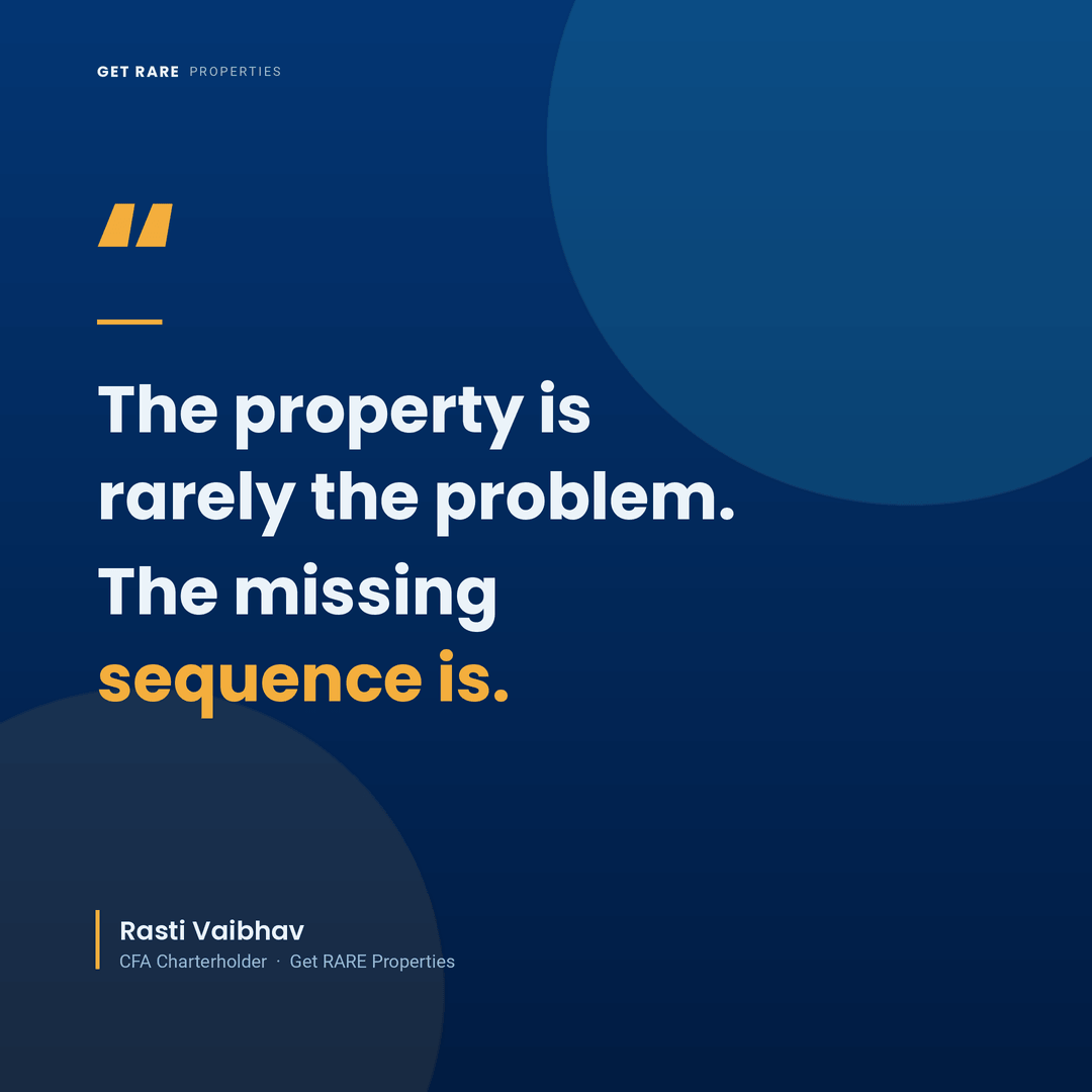 The property is rarely the problem, the missing sequence is, quote by Rasti Vaibhav