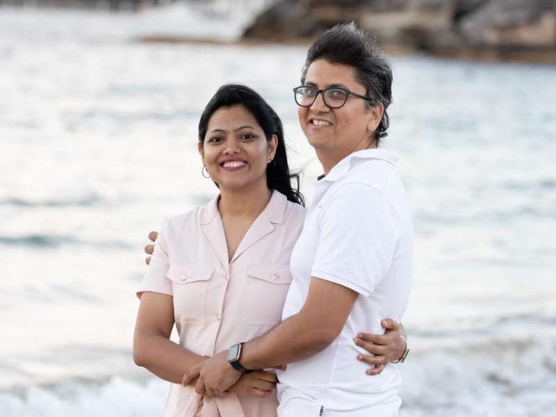 Shailesh and Sweta, first time investors, smiling after success with Rasti Vaibhav, founder of Get RARE Properties | Independent Buyer's Agent | Long Term Investing