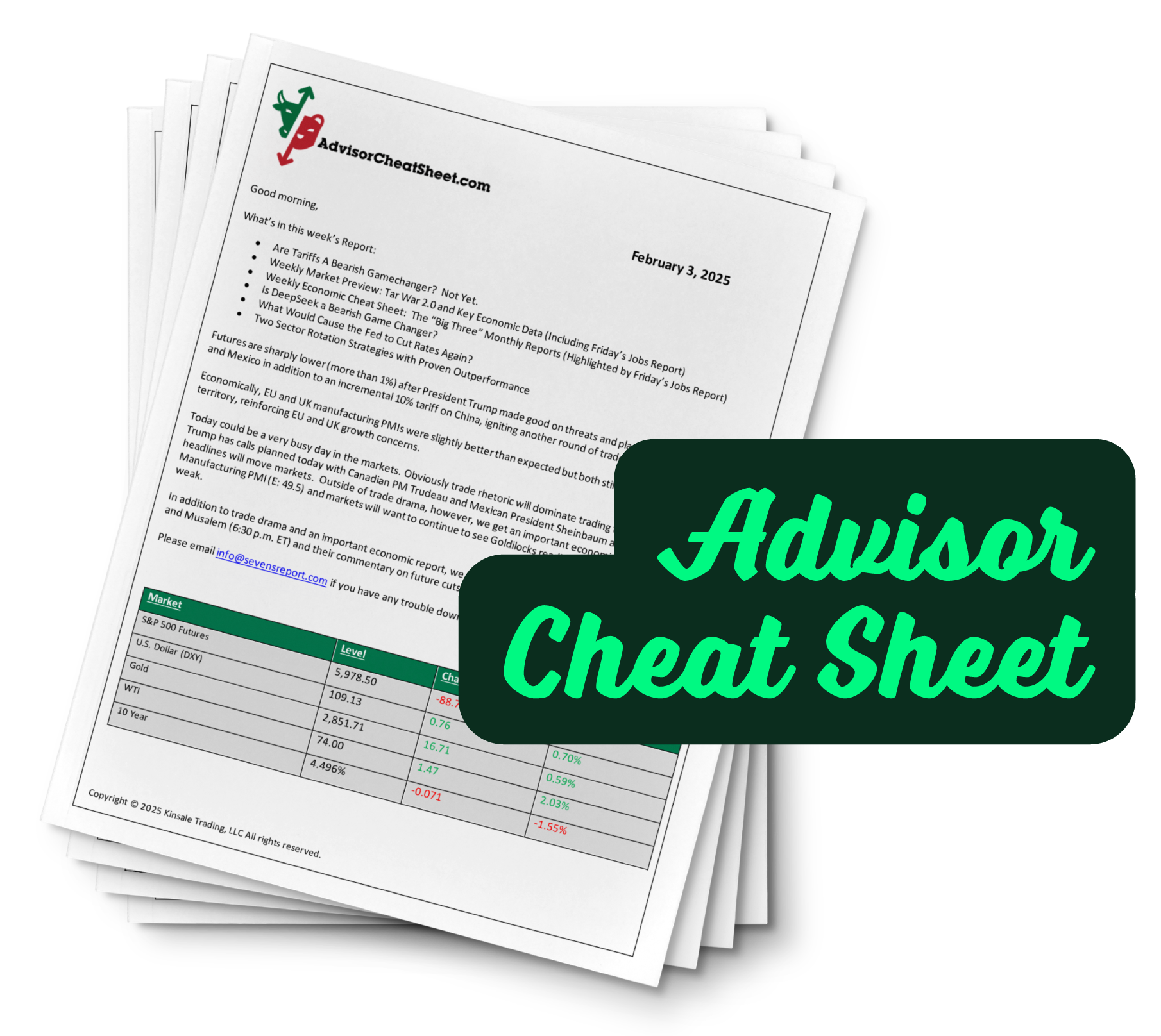 Advisor Cheat Sheet Sevens Report