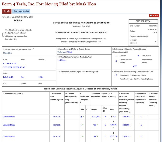 SEC Form Four sample