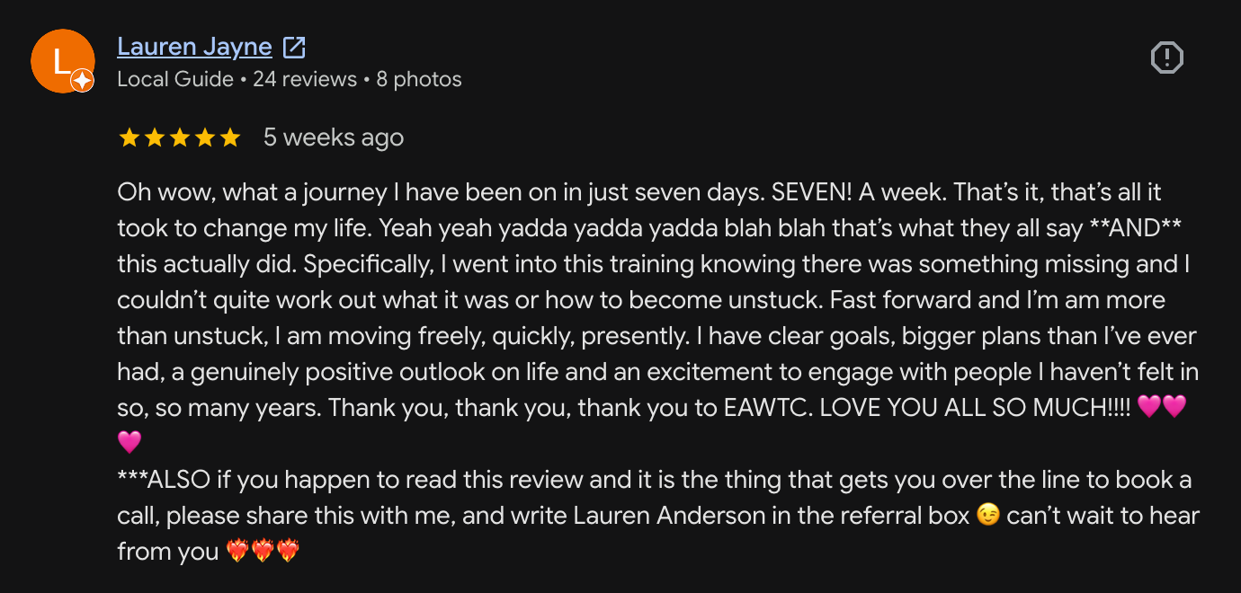 Google review EAWTC