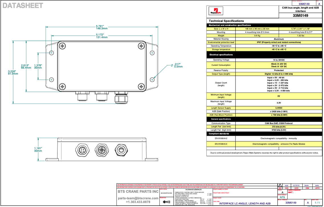 Lattice crane angle sensor LMI computer replacement