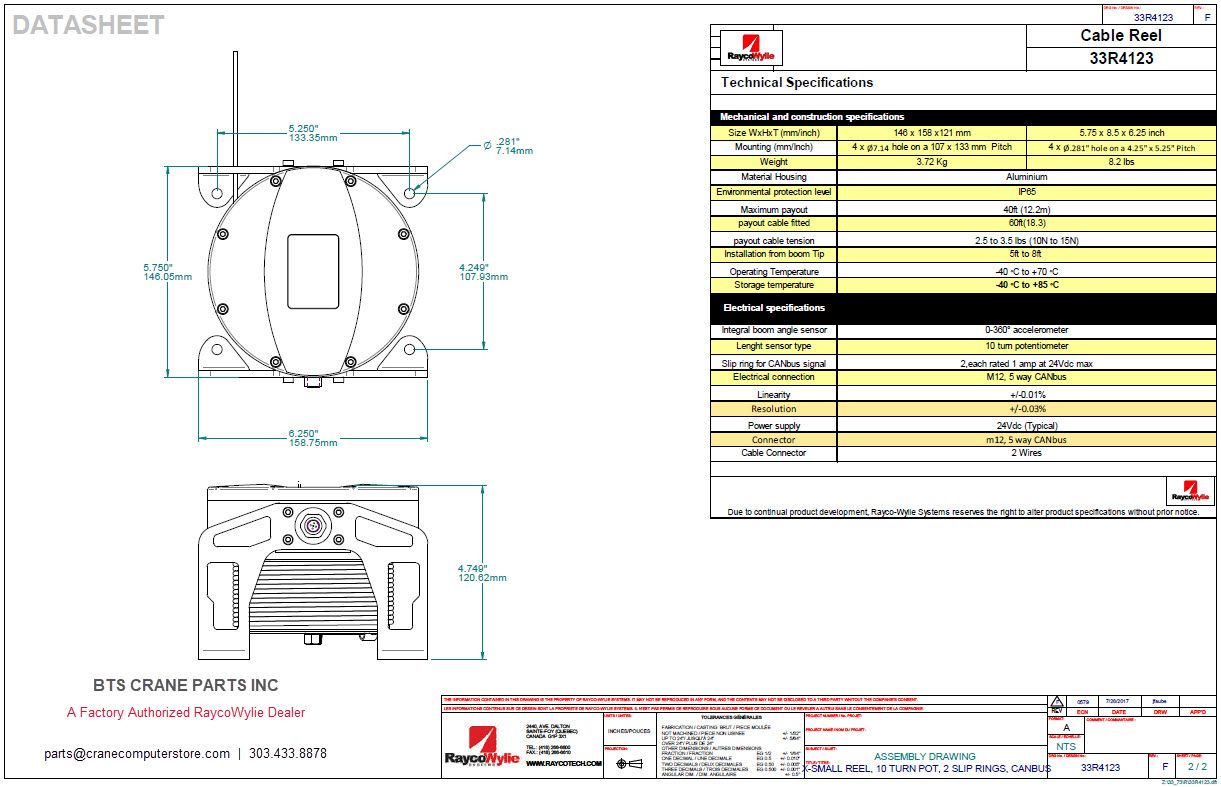 Crane Cable Reel Replacement Options Drawing