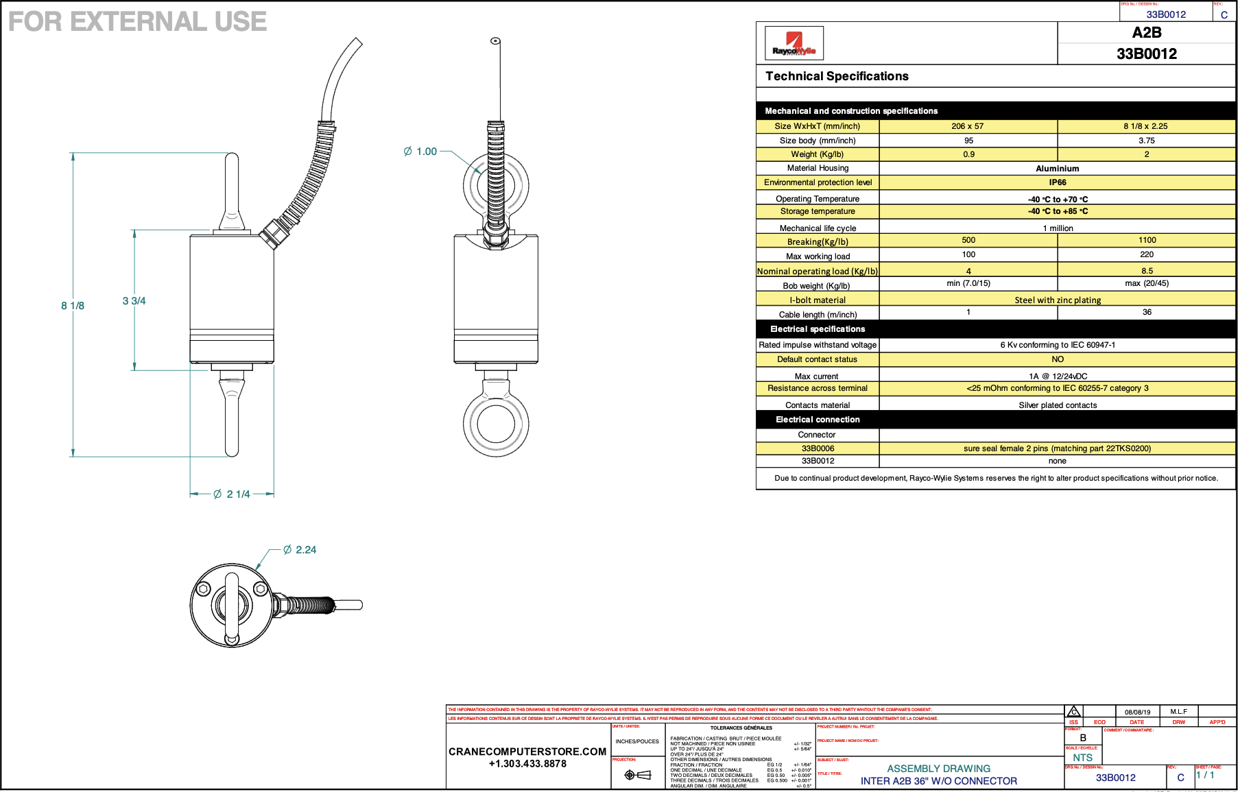 Crane Anti Two Block Switch Replacement Computer Drawing