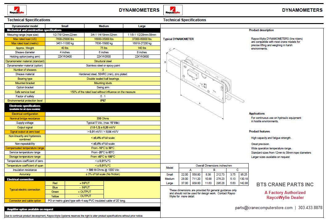 Crane Linerider Replacement Technical Specifications
