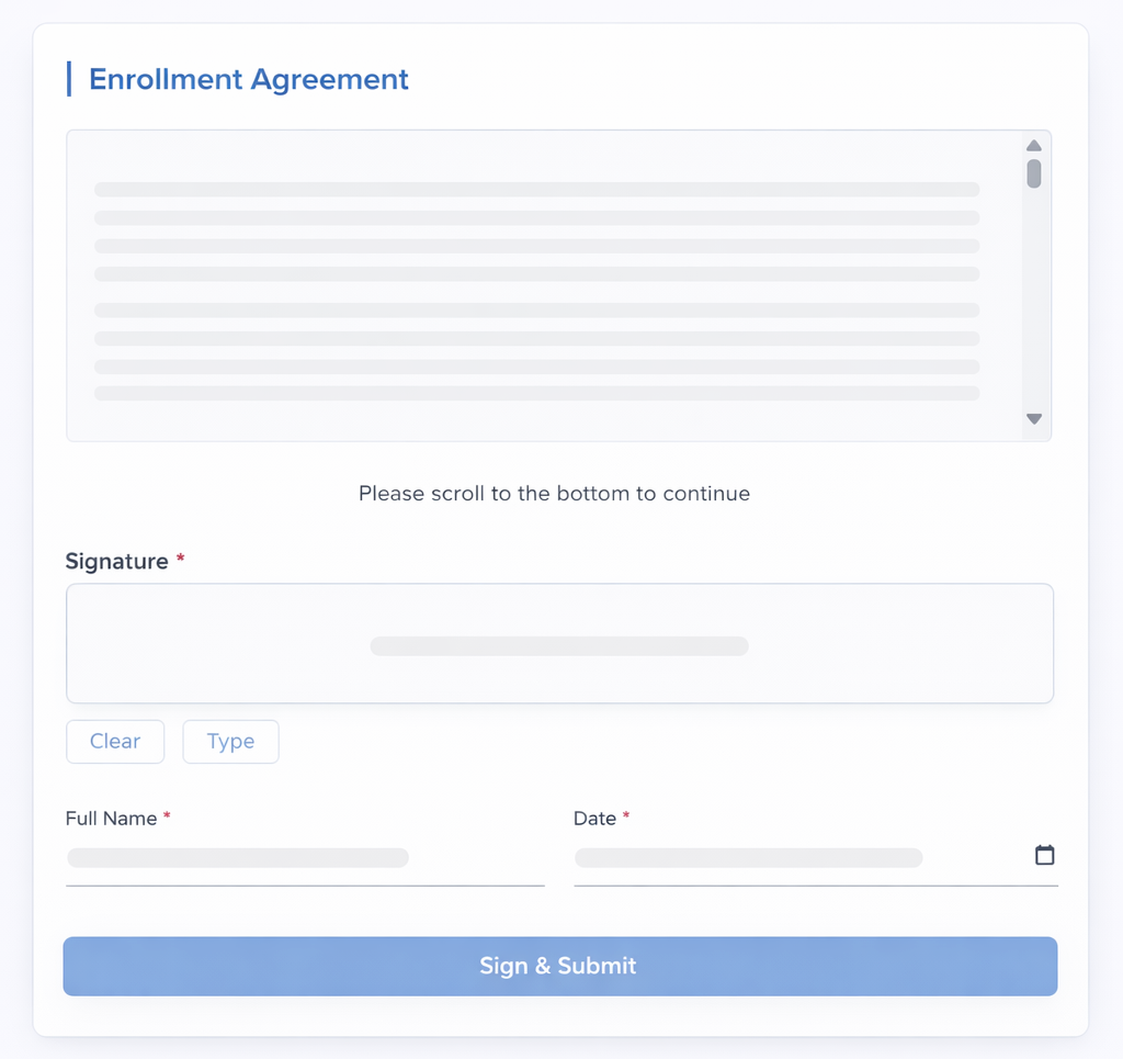 Contract step enrollment screen