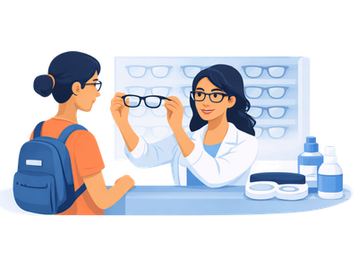 Vision care exam illustration