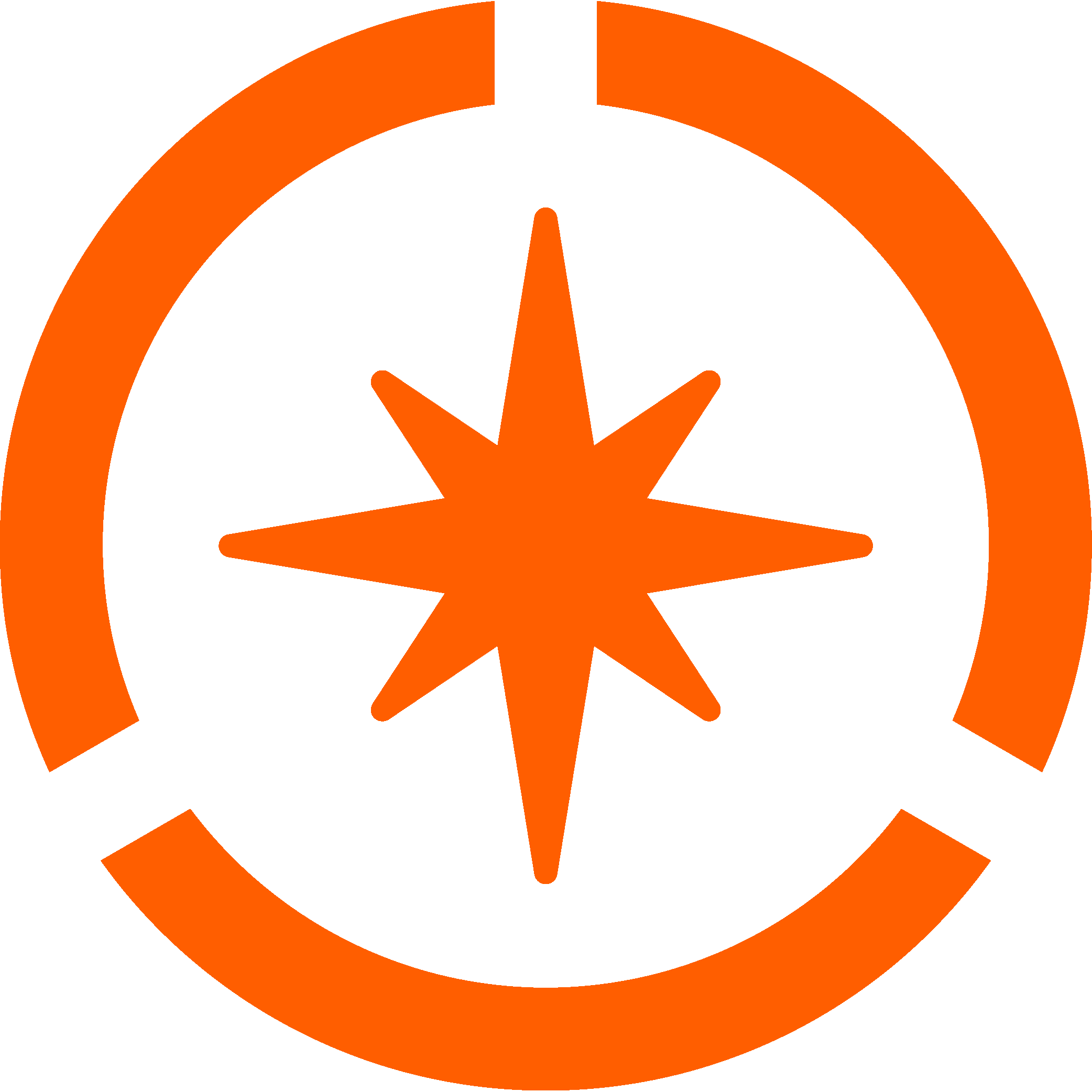 An orange spark of energy inside an outlined circle