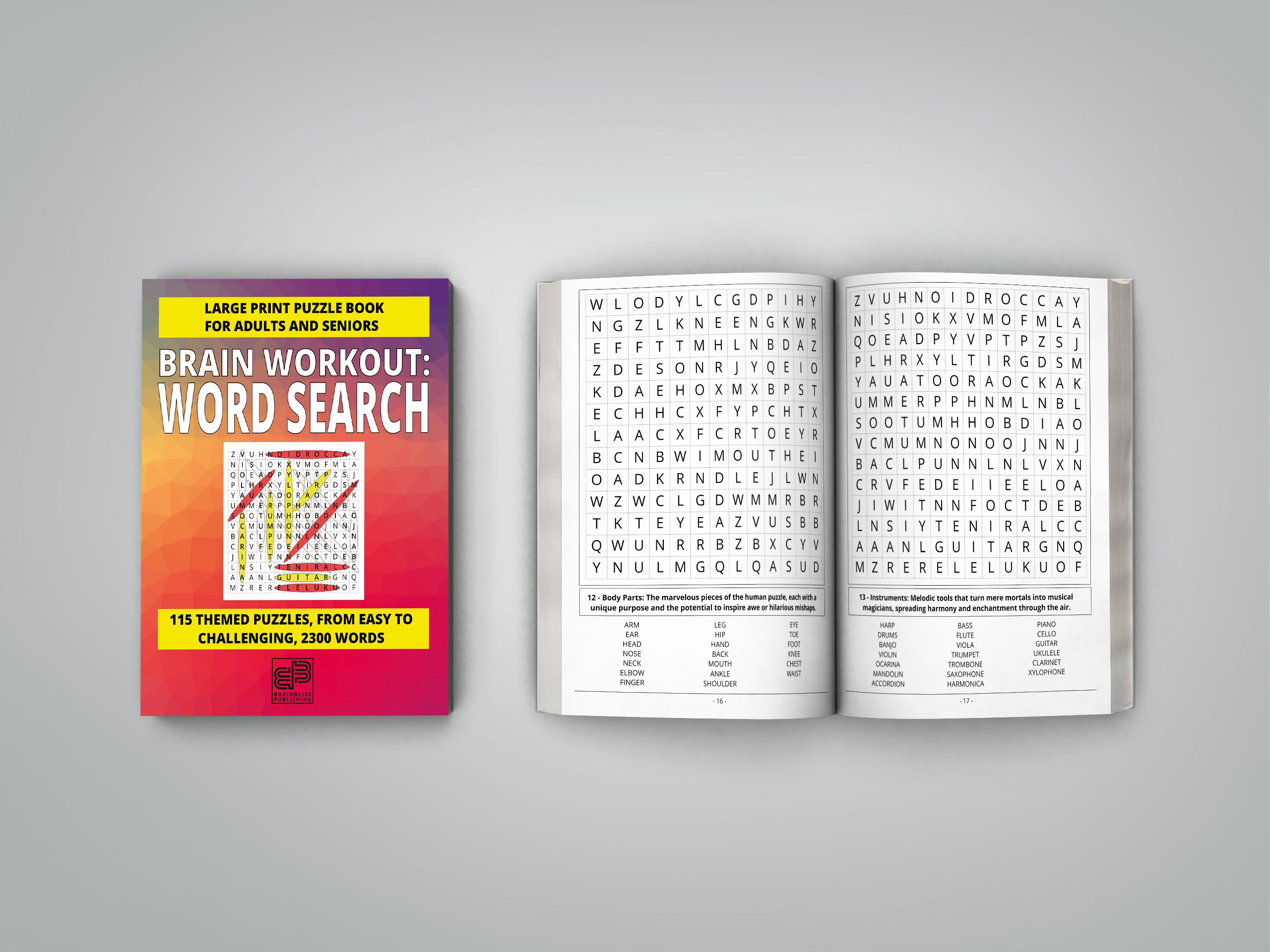 BRAINBLISS PUBLISHING - BRAIN WORKOUT - WORD SEARCH Large Print Puzzle Book for Adults and Seniors