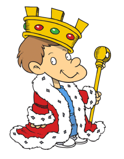 Cartoon drawing of a young boy wearing kingly attire