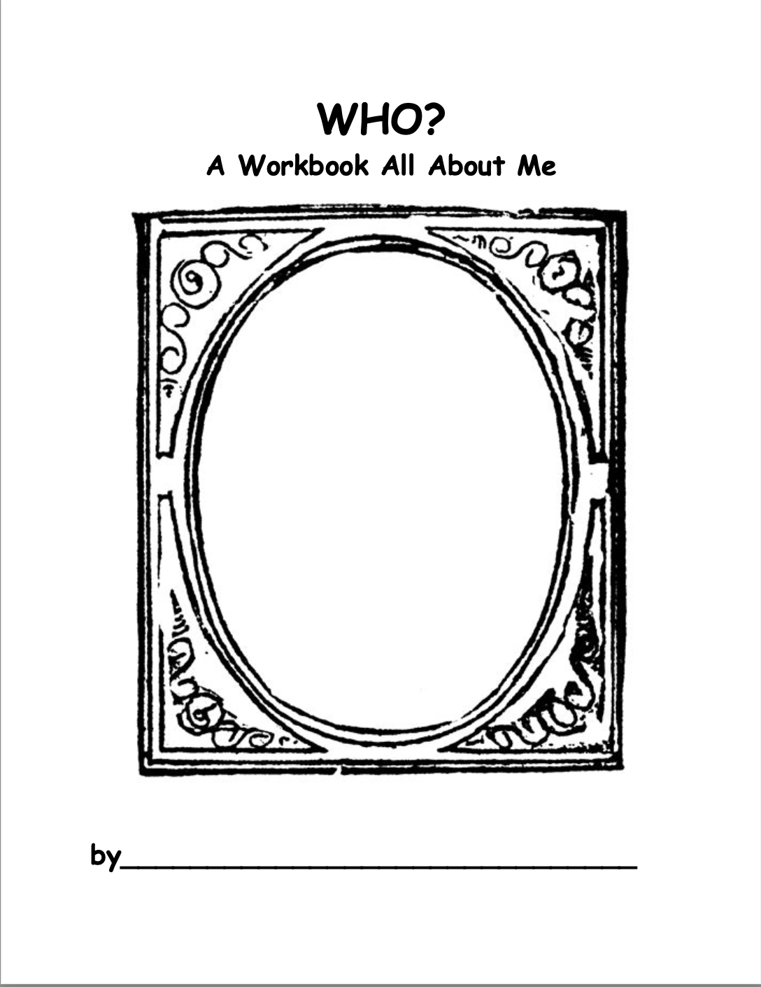 Cover image of a workbook titled "WHO?" with a drawing of a mirror on it