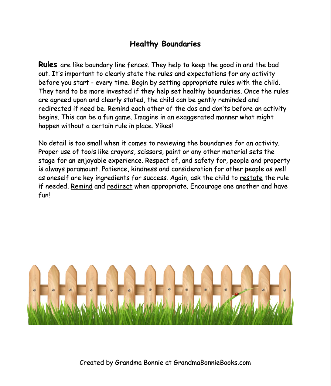 Cover page titled "Healthy Boundaries"