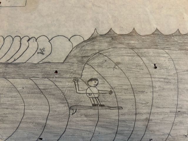 Drawing of a surfer
