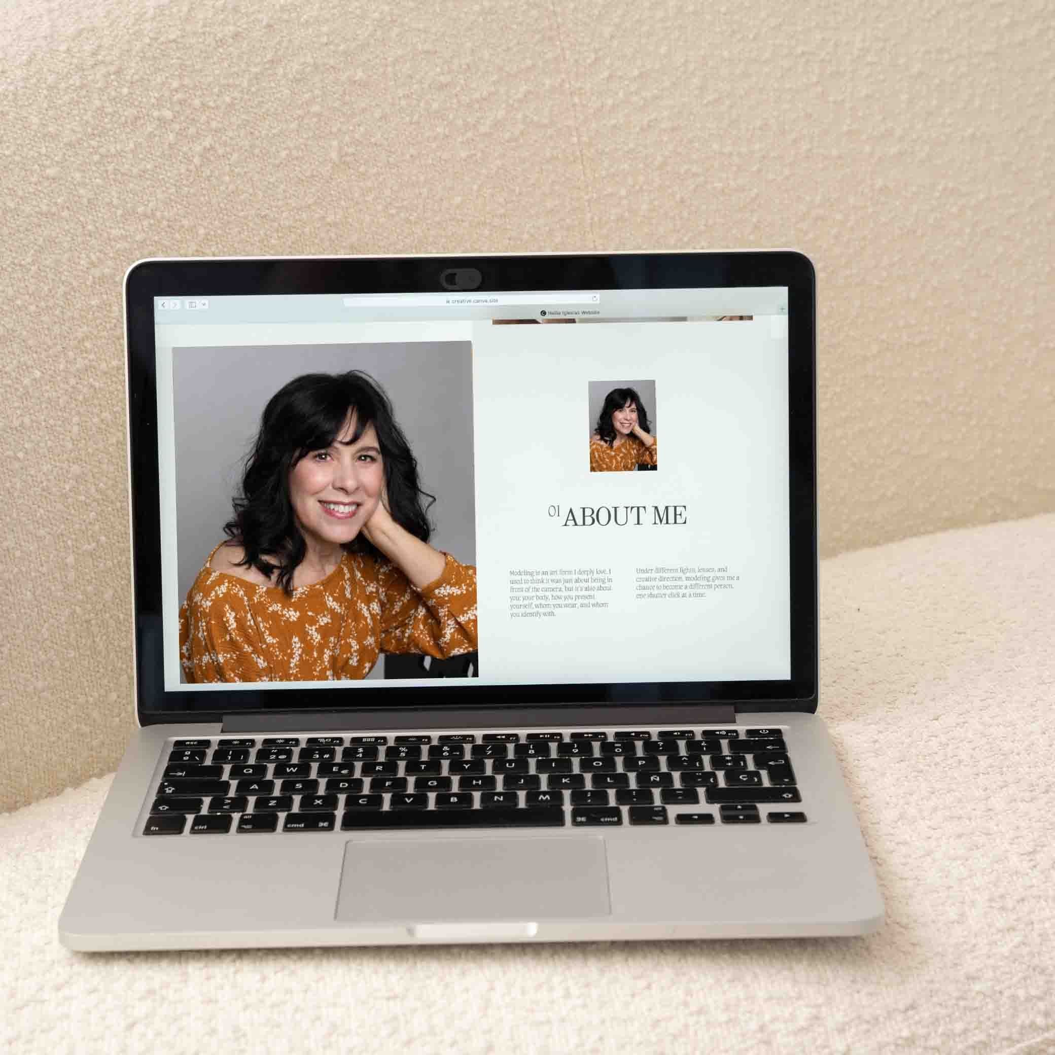 A laptop online in a branding profile 