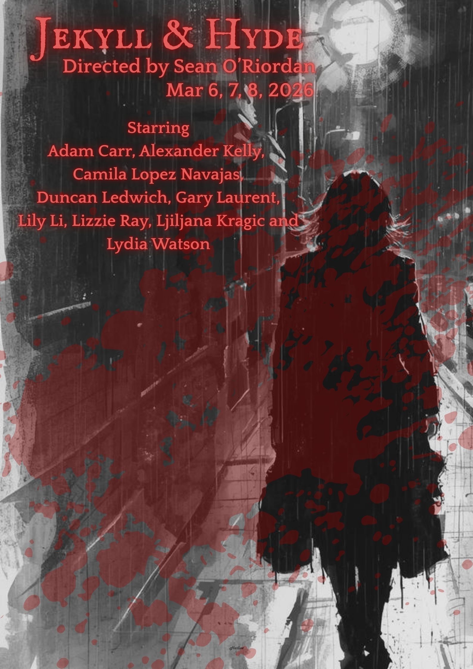 Bright coloured background with clouds and the sun, with text thats says Darlo Drama The Next Big Thing