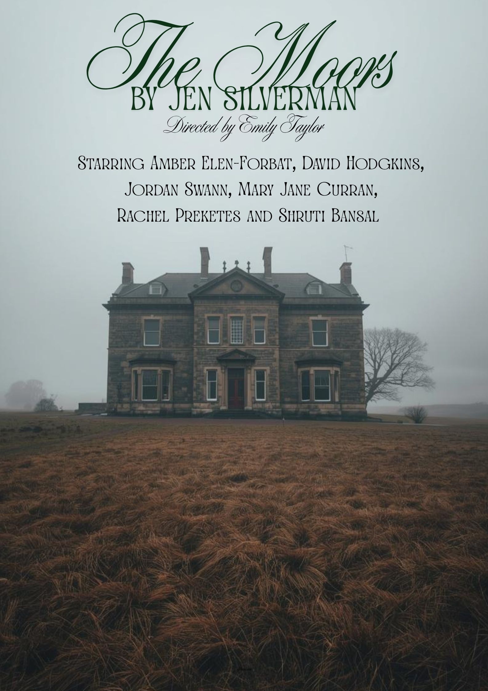 Dark moody background with a house on the moors of Scotland