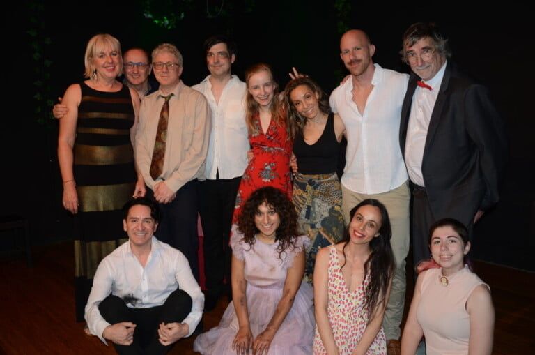 A group of Darlo Drama Actors smile at the camera after performance, Australia's leading acting school